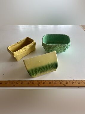 Vintage Ceramic Planter Trio - Yellow & Mint Green McCoy